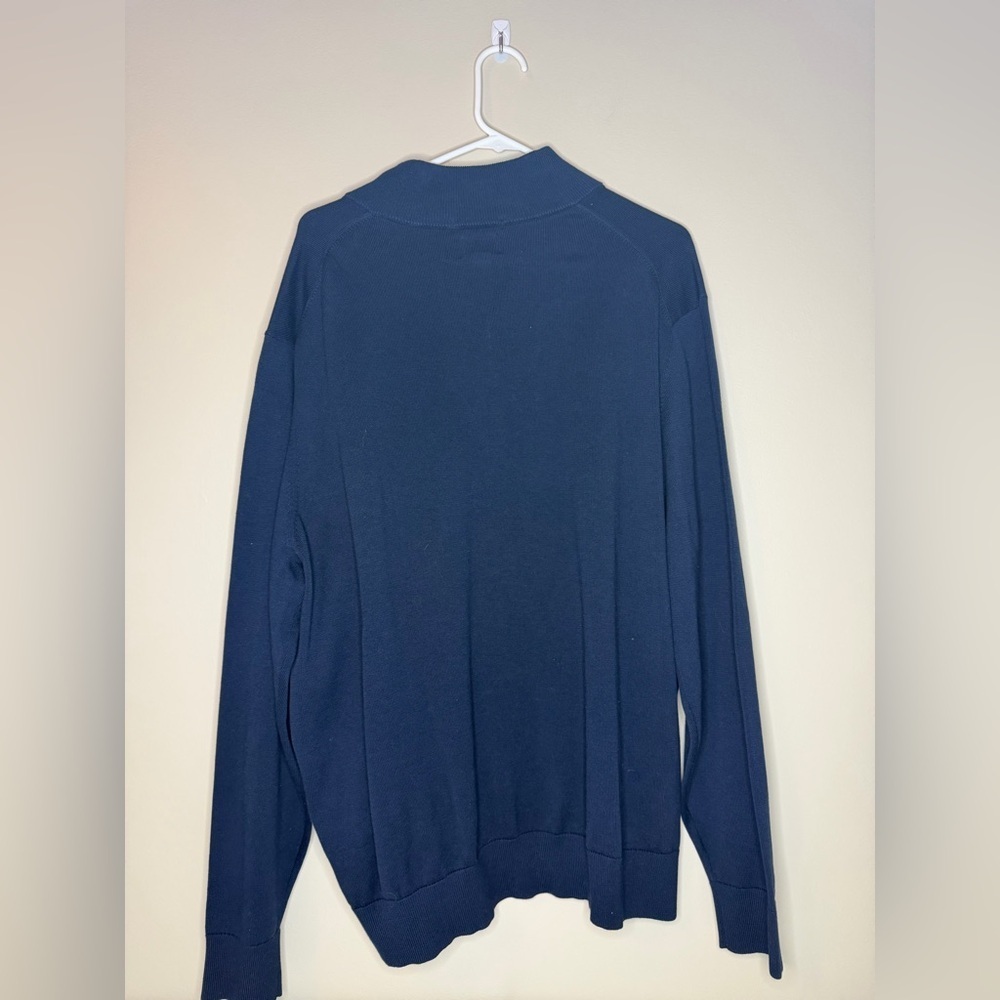 Lands' End Men's Navy Zip-Up Sweater - Picture 2 of 4